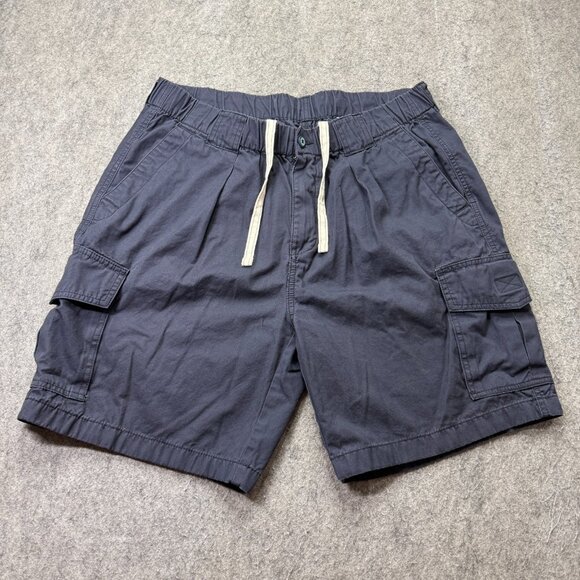 Tommy Cargo Shorts Men L Blue Elastic Patio Drawstring Relax Twill 8" - Picture 1 of 16